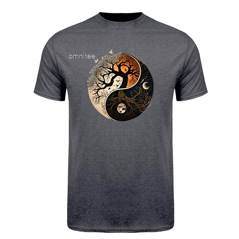 New Design Tree of Life Yin Yang TShirt Short Sleeve Streetwear Tee Cotton Loose Oversized T Shirt HJ043