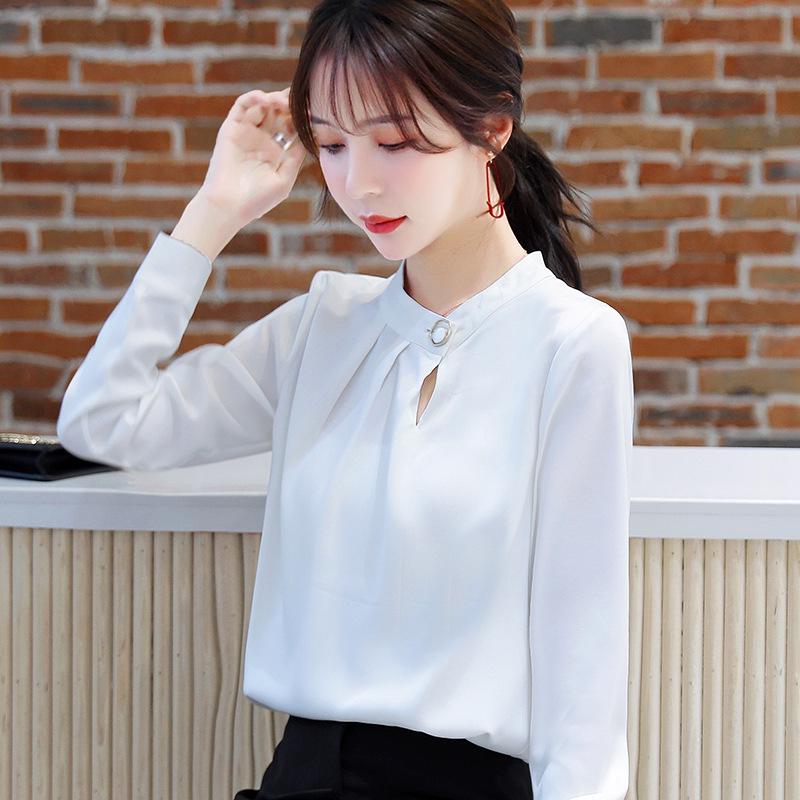 2025 Women's Korean Style Long-Sleeve Satin Chiffon Professional Shirt, Spring Collection