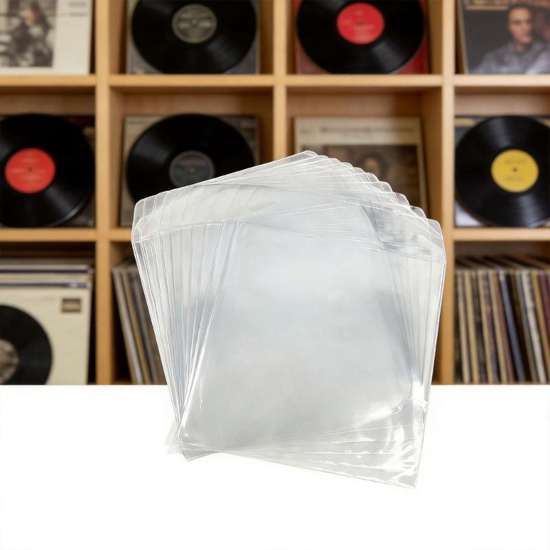 Album Inner Sleeves Set of 10 Clear Record Sleeves for Dust Control, Handling Care, Shelf Filing, Archive Storage and Collection Order