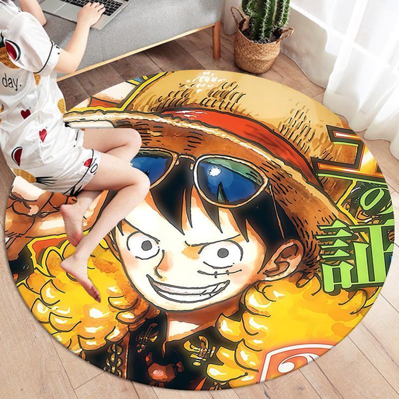 One Piece Monkey D Luffy Round Area Rug Carpet Rug For Living Room Bedroom Sofa Playroom Decor Nonslip Floor Mat