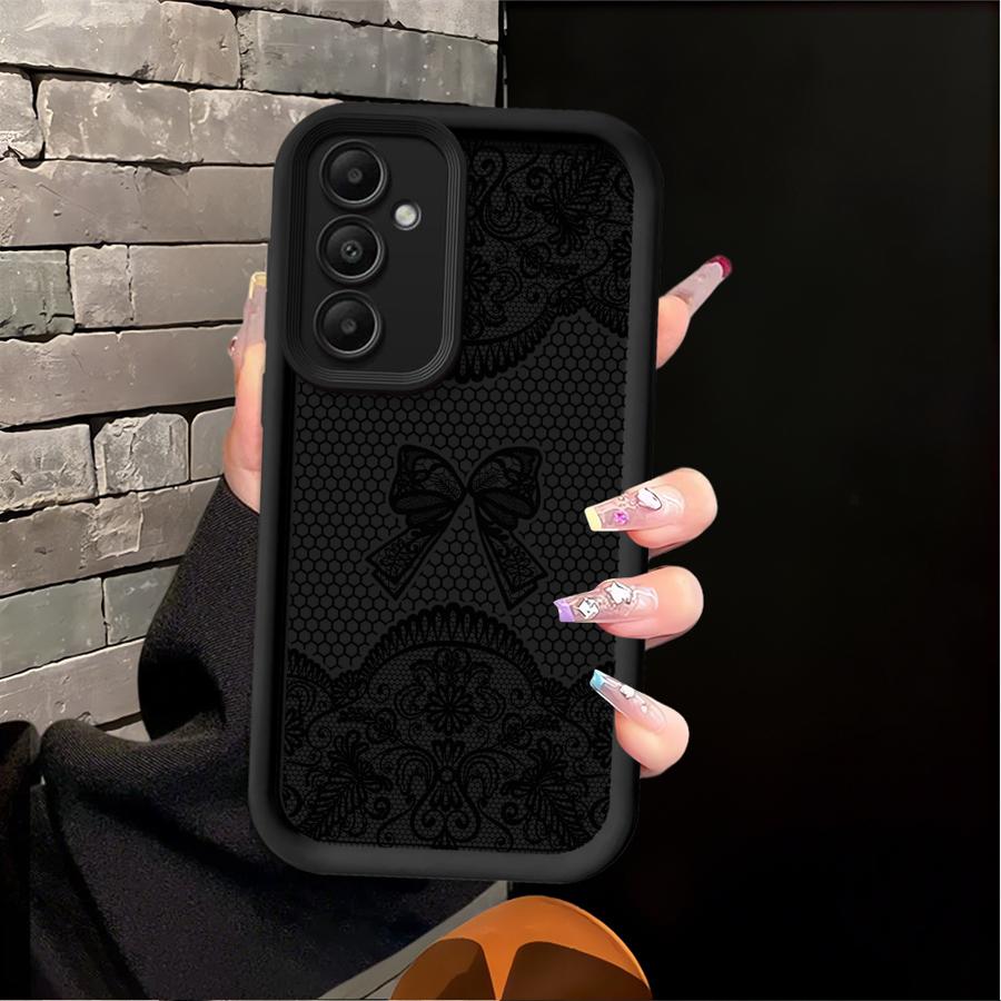 Phone Cover Case for Samsung Galaxy A16 A35 A36 A12 A13 A23 A15 A51 A73 A34 A53 A54 A26 A32 A56 A71 A72 Design Sense Black Lace
