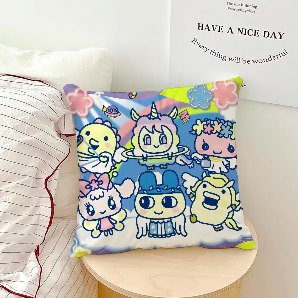 Funny Carton T-Tamagotchi Kuchipatchi Cushion Cover Soft Pillow Case for Sofa Living Room Home Office Decor Protective Covers