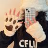 Guantes de Invierno Lindos de Dibujos Animados para Niña, con Felpa, Cortavientos, Cálidos, con Colgante para el Cuello de Oso/Huella de Gato