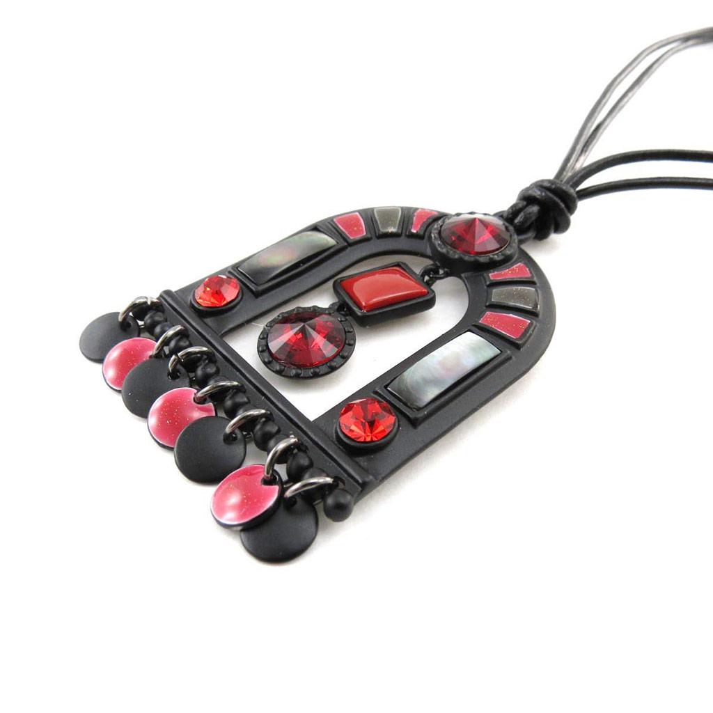 Les Trésors De Lily [J2805] - Designer Necklace 'Anamaya' Red Black