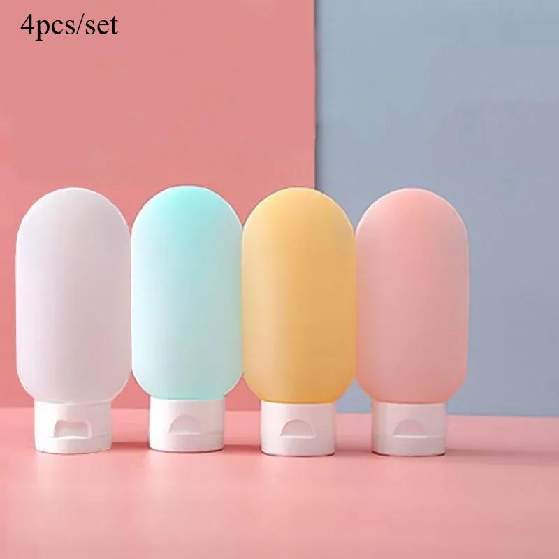 

4 шт. 60 мл многоразовые бутылки мягкий силиконовый контейнер для лосьона тюбик для выдавливания пустая бутылка дорожная бутылка для шампуня косметические контейнеры 60ml