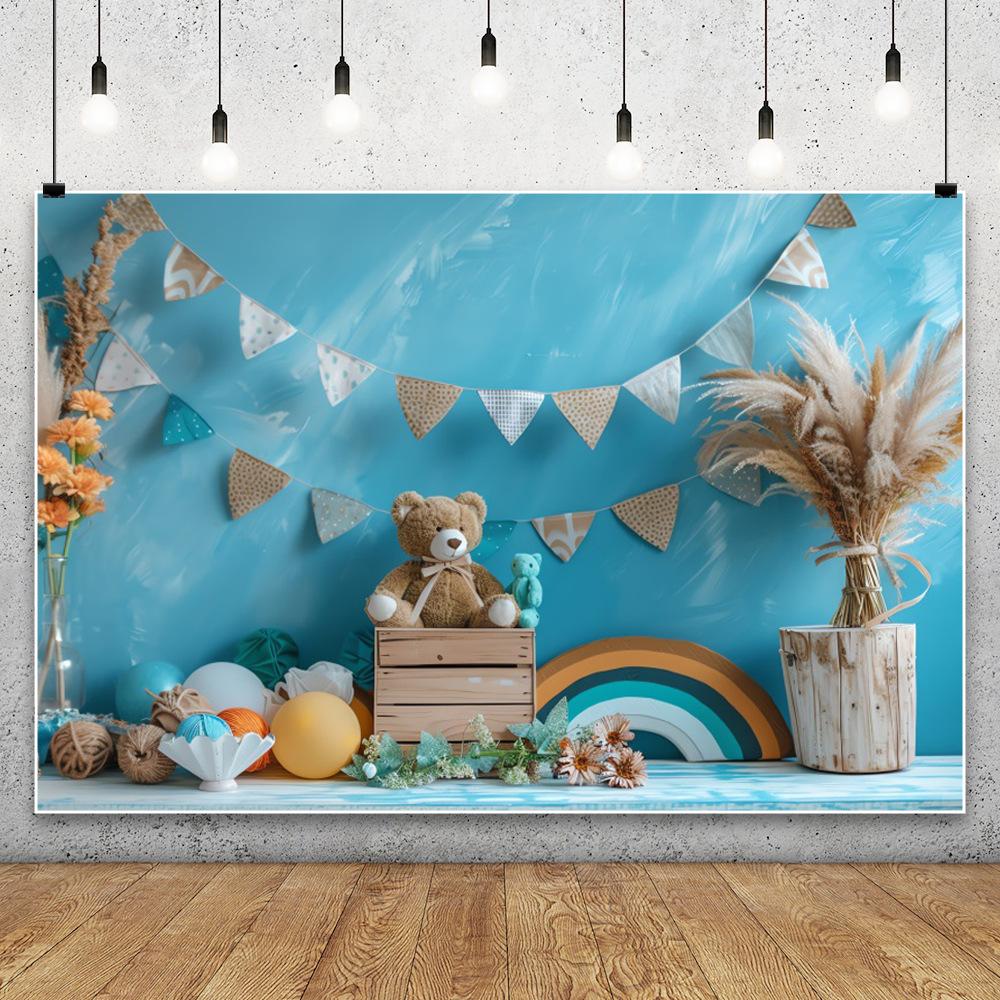 Decorazione Sfondo Festa di Compleanno per Bambini Palloncino Nuvola Orsetto Arco per Bebè Striscione Shower Oggetti di Scena Studio Fotografico Ingrosso