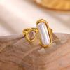 Exquisite Irregular Imitation Pearl Rings for Women Vintage Stainless Steel Zircon Open Rings Wedding Party Jewelry Gifts