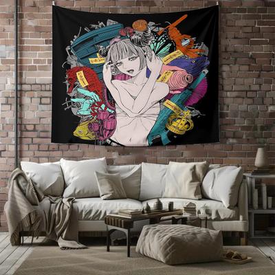 Anime Girl Japanese Style Art Pop Culture Wall Tapestry Machine Washable All Season Decor Print Modern Design Home Quick Setup