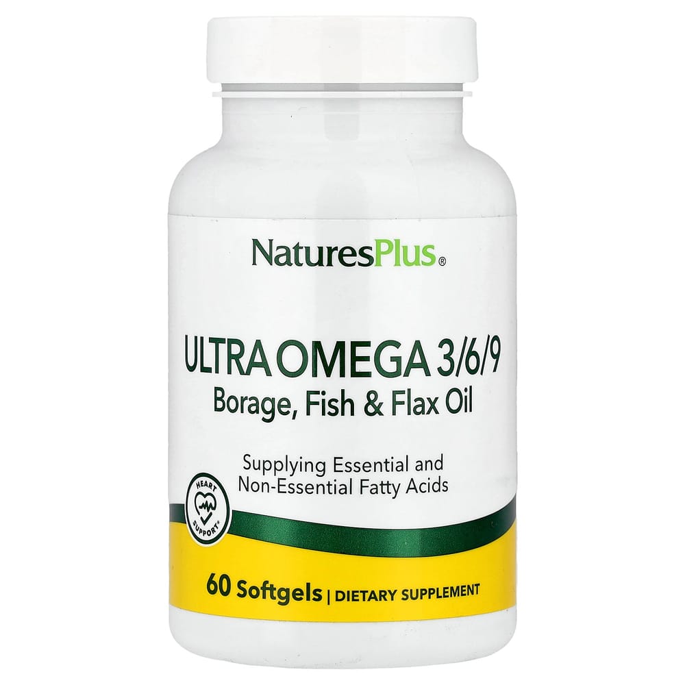 

Nature s Plus Ultra Omega 3/6/9 Borage Fish & Flax Oil Softgels, 60 Count 60 pcs - 1 ea