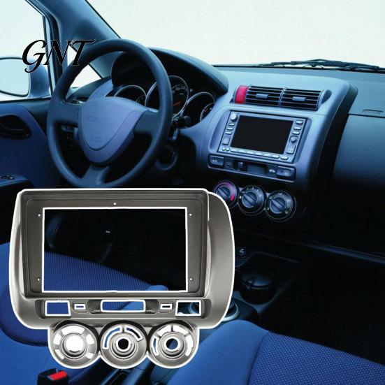 ABS Plastic Dash Adapter 9 Inch Car Radio Fascia Frame Kit for Honda Jazz Fit 2006 RHD Custom Housing Manual AC, Navigation Panel Frame, Stereo