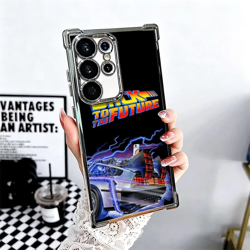 

Back To The Future Plating Phone Case For Samsung Galaxy S24 S25 FE S26 Edge S23 Ultra S22 S21 Plus S20 Anti-Fall Airabag Cover Samsung S24 Ultra