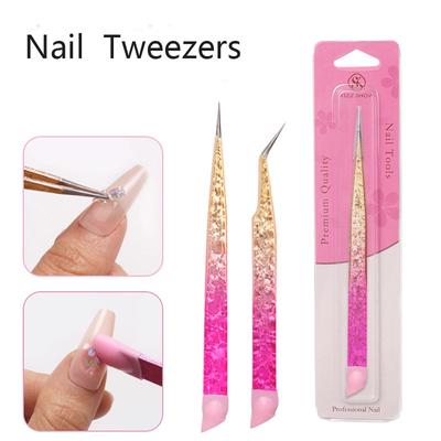Double Ended Silicone Nail Art Tweezers with Pressing Head Nail Stickers Rhinestones Pick Up Clip Eyelash Extension Makeup Tools
