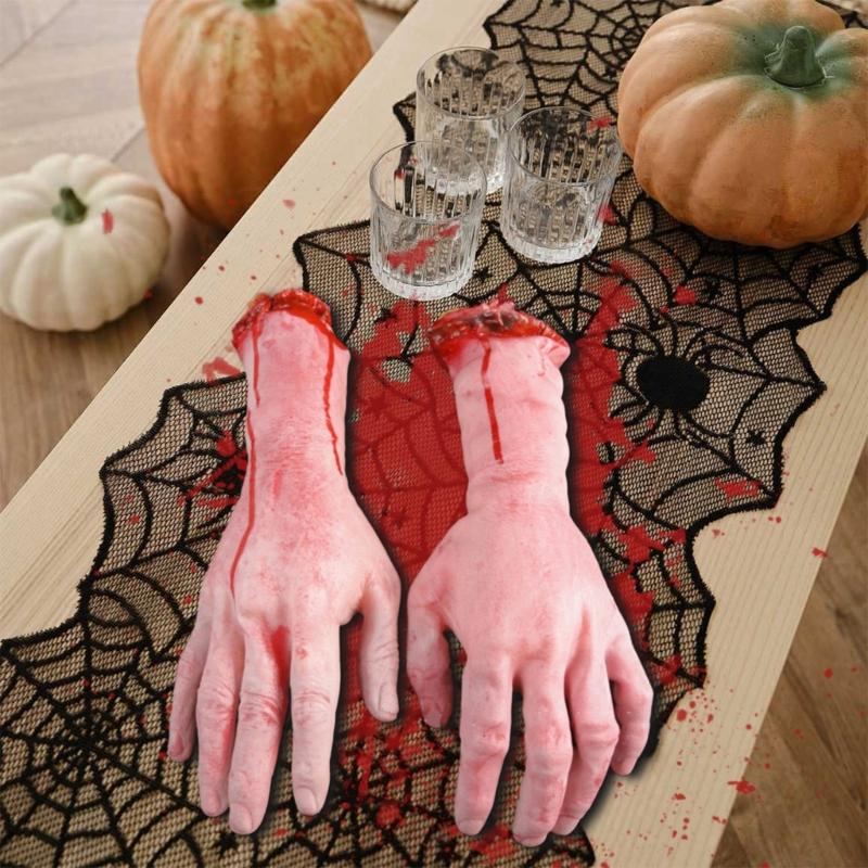 Scary Blood Bandage Broken Severed Hands Halloween Bloody Cloth Strips Haunted House Decorations Blood Gauze Bandage
