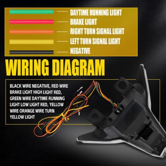 Fit Kawasaki Ninja ZX-10R 2016- Tail Light Turn Signal Integrated Red+Amber