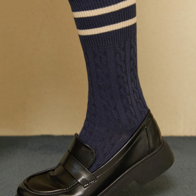SOCKS APPEAL Cable Two Stripe Navy