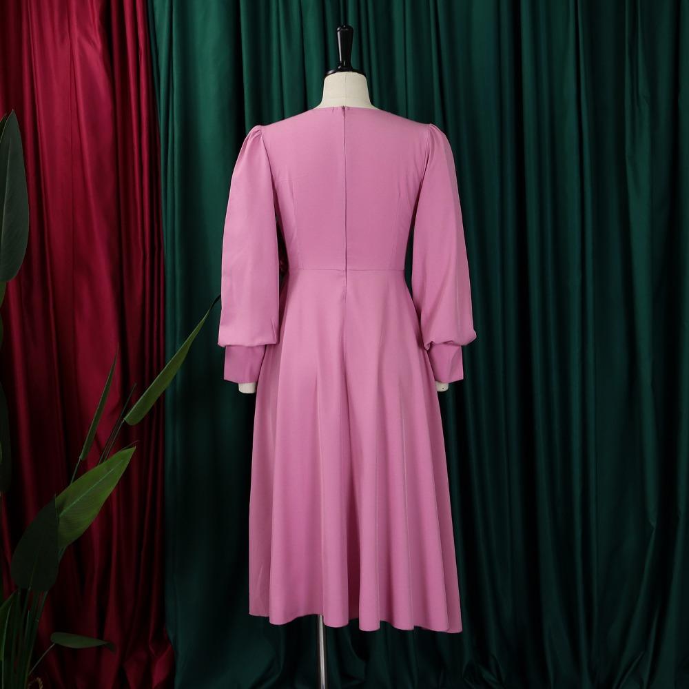 Mode Einfarbig A-Linien-Kleid Hohe Taille Elegant Übergröße Damenkleid Crossborder Frühling