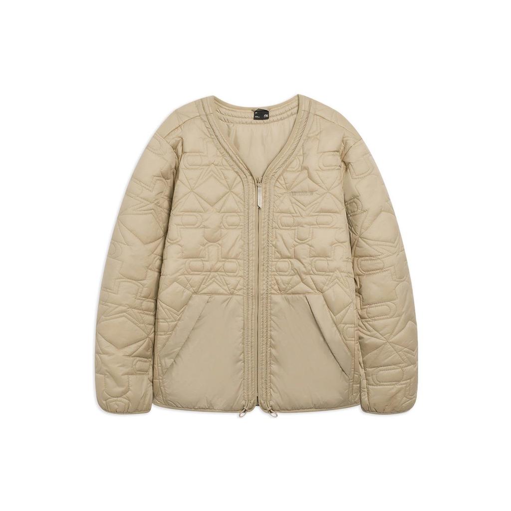 Li Ning CF Pure Color Letter Embroidery Zipper Long Sleeve Cotton Jacket Unisex Jacket Milk-Brown AJMS129-2