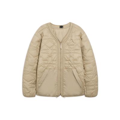 Li Ning CF Einfarbig Buchstabenstickerei Reißverschluss Langarm Baumwolljacke Unisex Jacke Milchbraun AJMS129-2