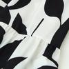 Kaslead New Women clothes Western Style Fashion Simple Hollow Waist Decorations Print Dress