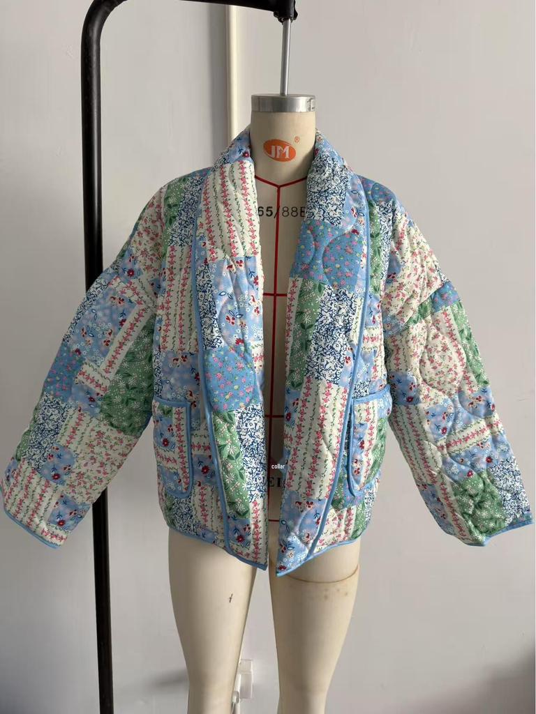 Spring Lapel Fashion Printed Cotton Slimming Jacket