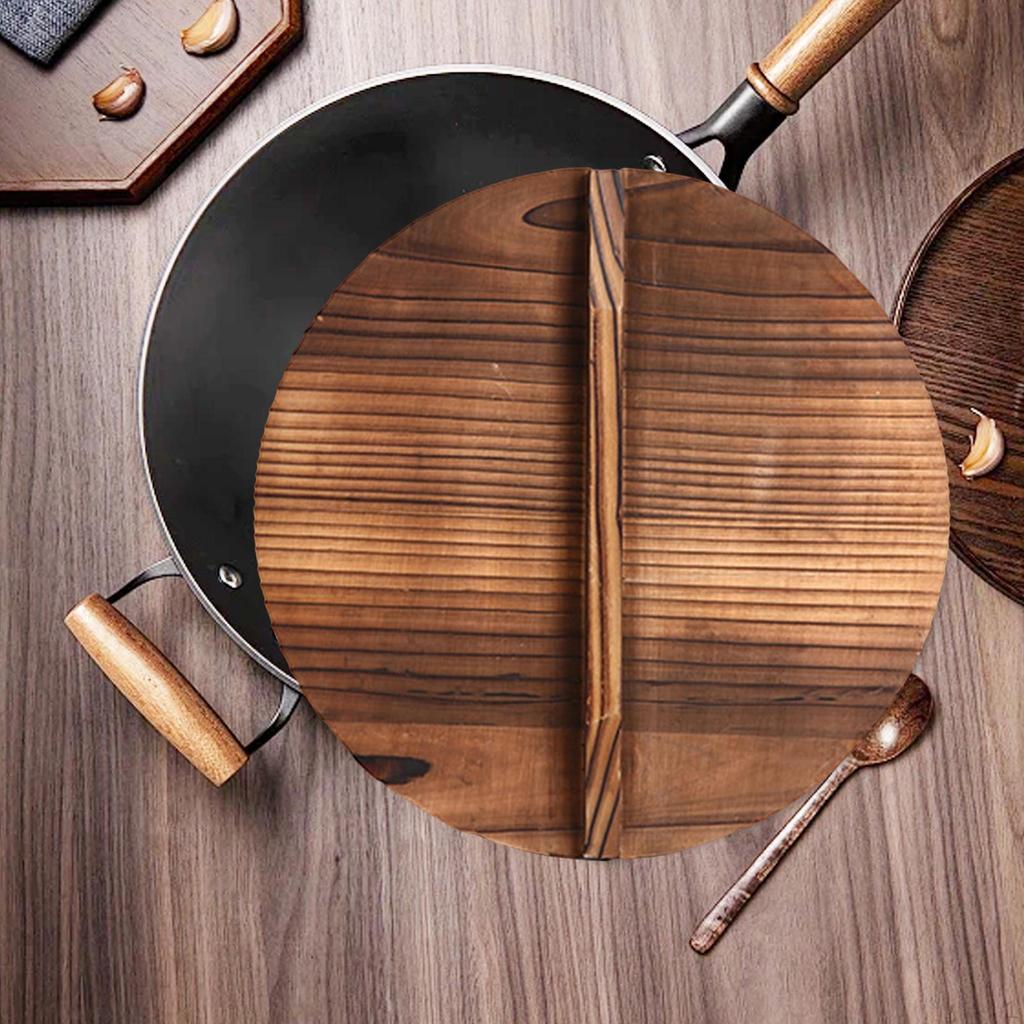 Ergonomic Wooden Lid Kitchen Tool for Pots And Pans Lightweight Anti-scalding with Large Sturdy