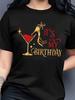 Birthday Letter Print Crew Neck Casual Comfortable Cool Short Sleeve T-Shirt For Spring Summer Daily Wear Women's Clothing