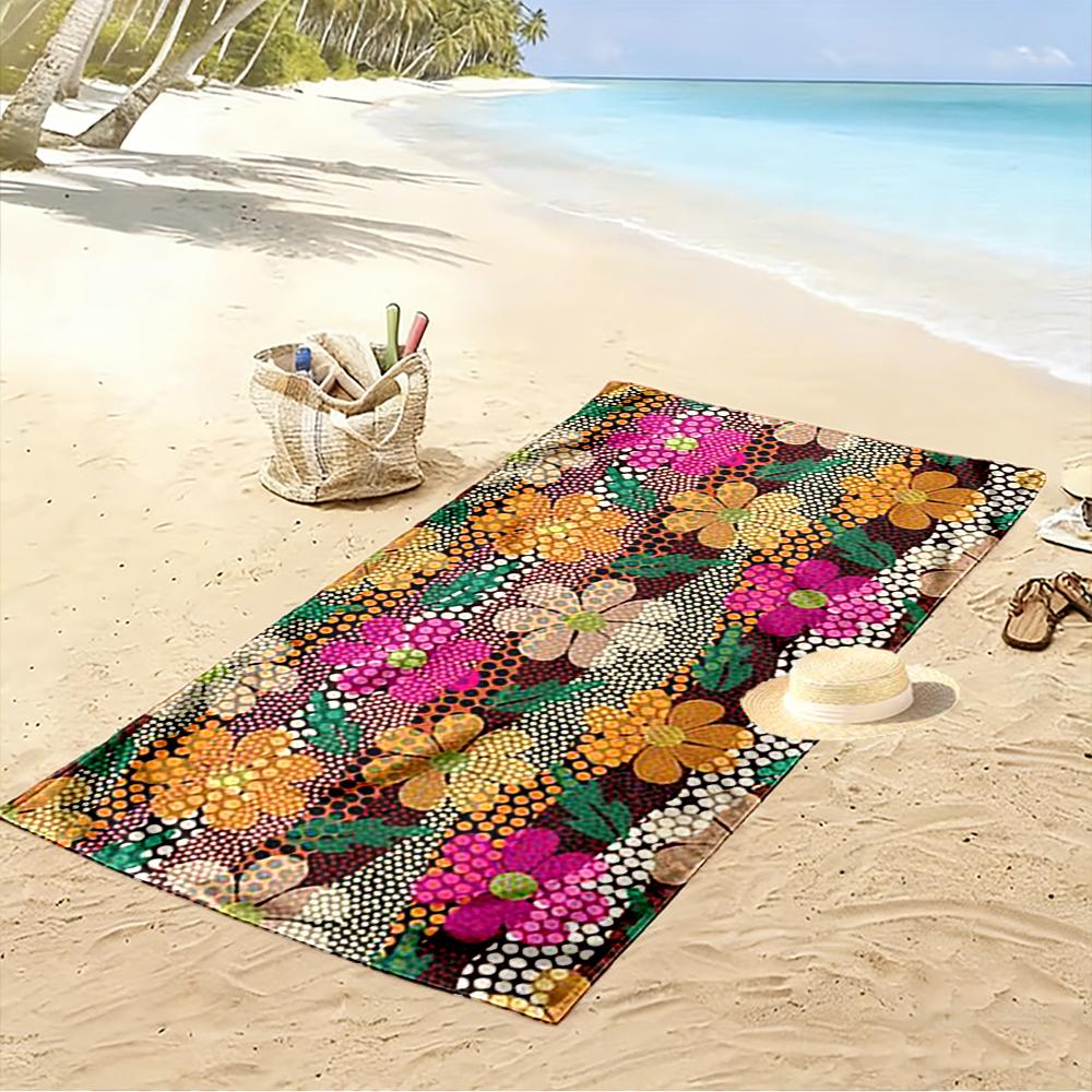 Floral Pattern Colorful Beach Towel Beach Towel Quick-drying for Travel Outdoor Sports Jogging Beach and Swimming