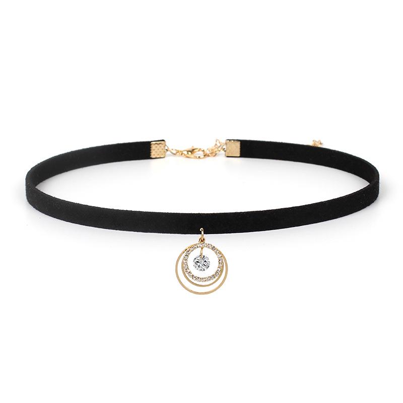 European and American new accessories, zircon short retro geometric simple black choker necklace