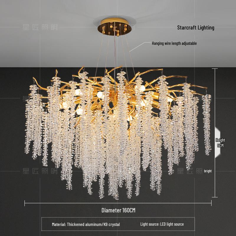 Star Crafts Luxury Crystal Chandelier with Octagonal Beads & Tassels for Living Room, Dining Room, Bedroom