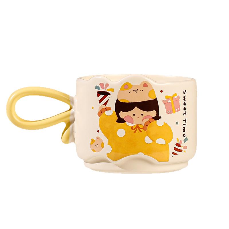 Cartoon Boys And Girls Ceramic Mugs, High-Value Stacking Cups, Souvenir Cups, Gifts For Girlfriends, Coffee Cups
