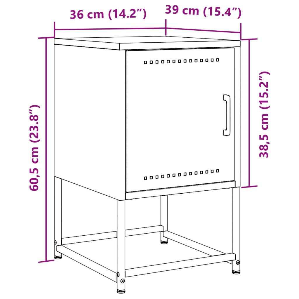 Nightstand Pink 36 x 39 x 60.5 cm Steel