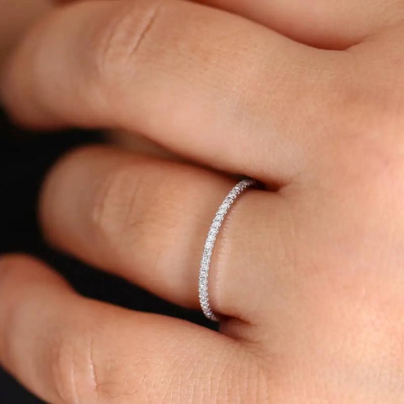 

925 silver luxury single row zircon ring female micro-set fashion full diamond thin ring party birthday gift wholesale 6