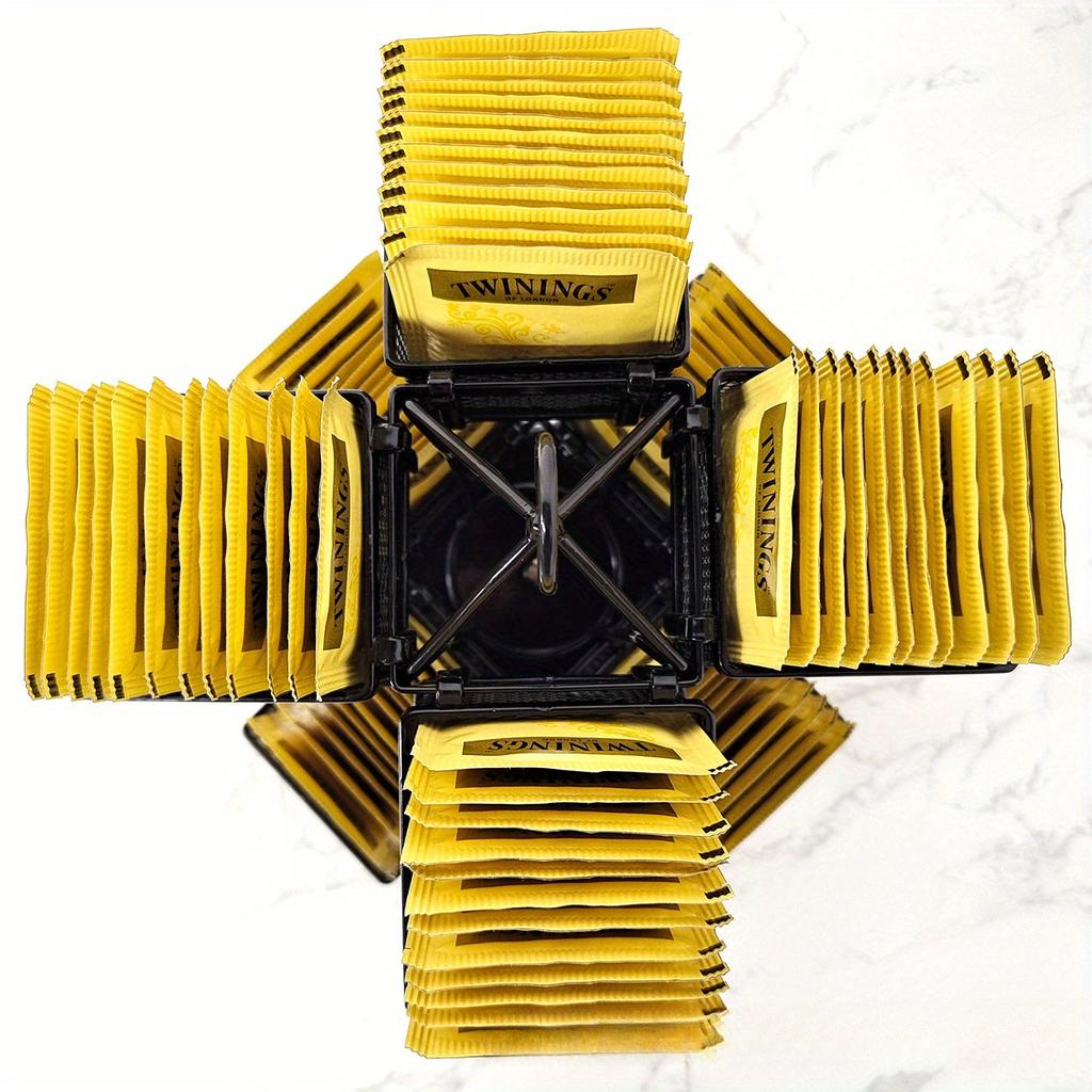 1pc Tea Bag Organiser , Coffee Container , Rotating Basket , Adjustable Tea Caddy