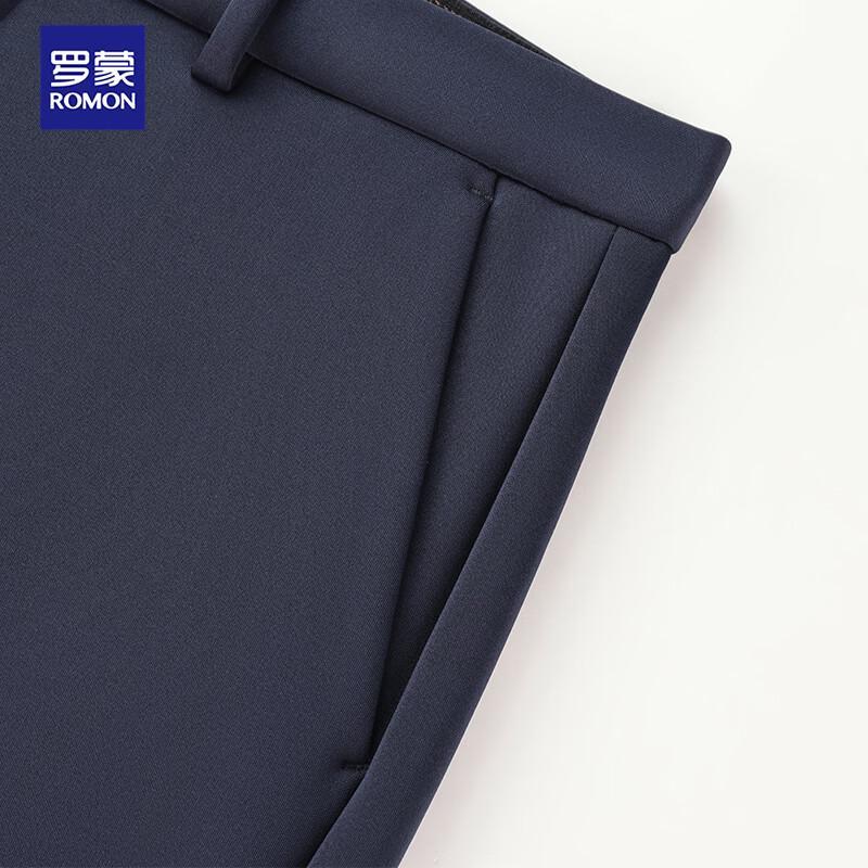 ROMON Men's Fleece-Lined Wool-Blend Business Casual Trousers