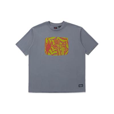 Levis Graphic Print Crew Neck Casual Drop Shoulder T-Shirt Men Tops Gray A1005-0006
