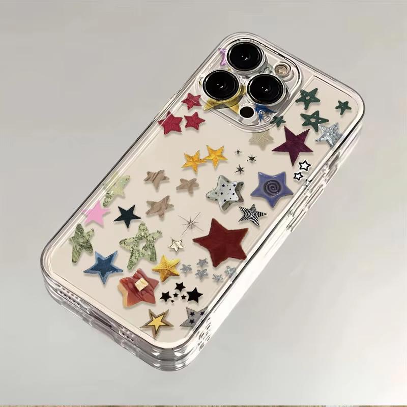 Ins Korean Creative Star Phone Case for Samsung Galaxy A73 A72 A56 A55 A35 A25 A15 5G A24 A23 A22 A32 A52S A71 A72 A51 4G Cover