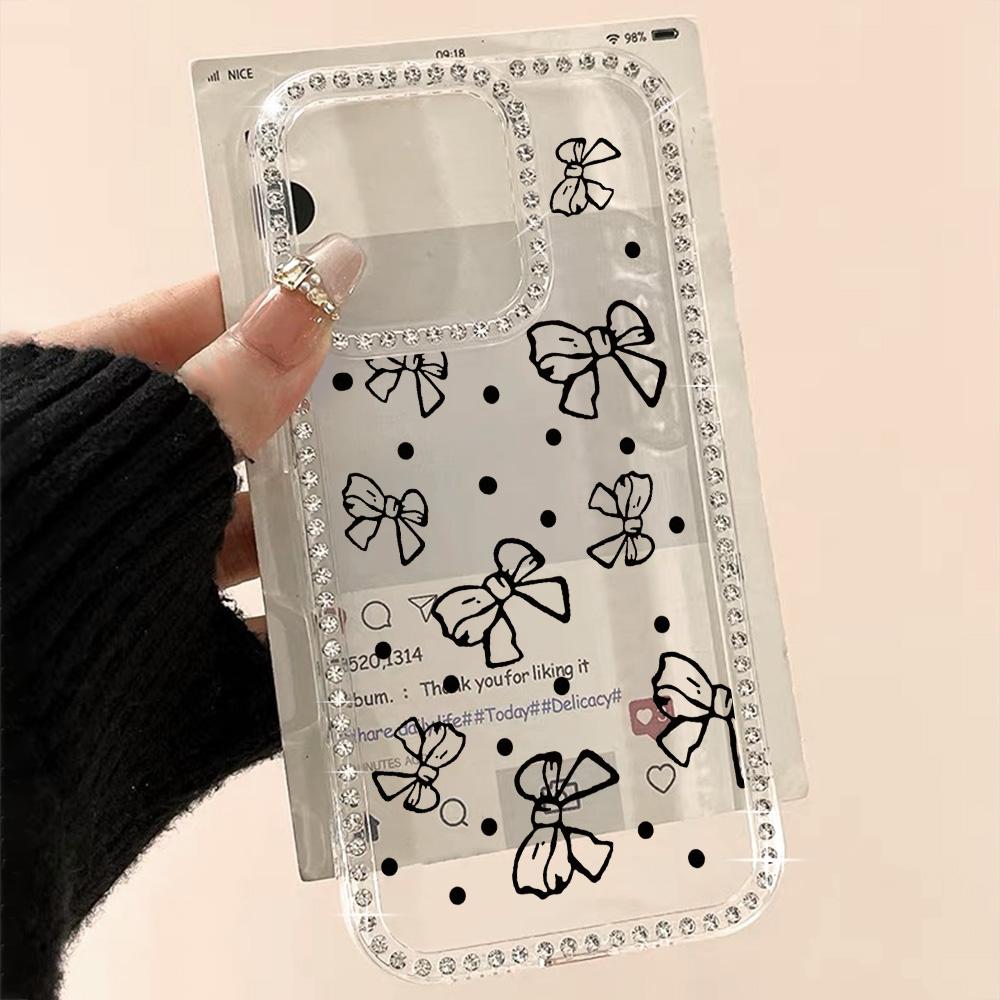 Bracelet Chain Phone Case For iPhone 17 16 15 13 14 for 17Air 17 12 14 16 Pro 17 14 16 Pro Max Sparking Diamond Cute Pattern Hard Cover With Lanyard