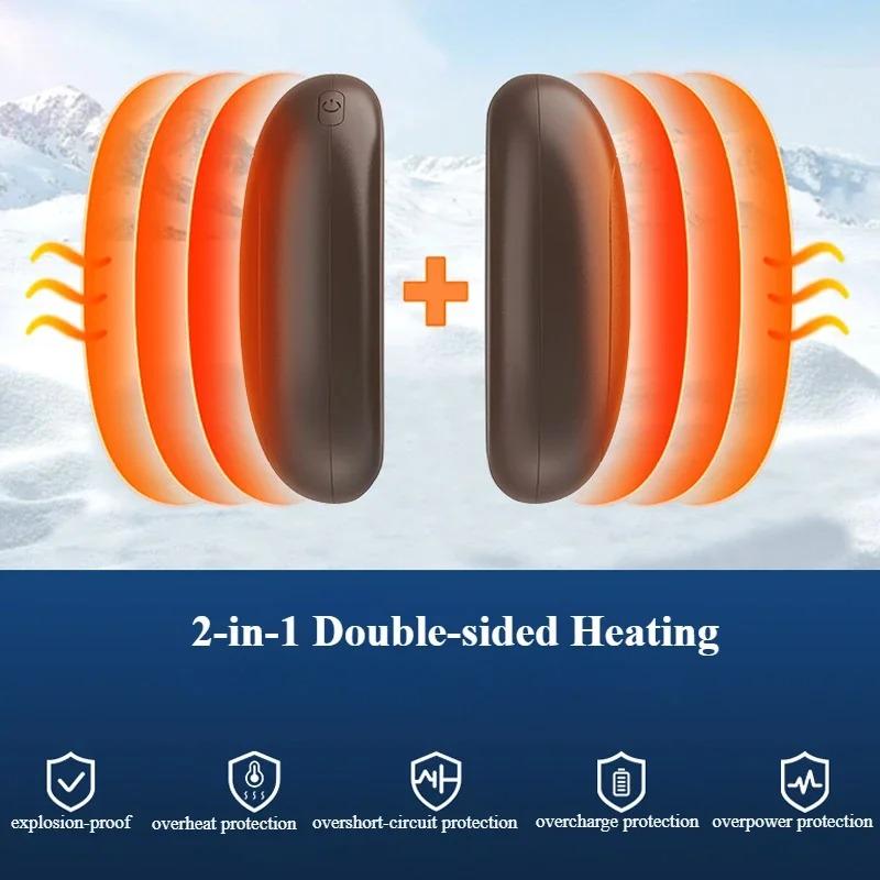 2Pack Magnetic Electric Hand Warmers 5000mAh Large Capacity 3 Heat Settings Portable USB Hand Warmer for Winter Outdoors Camping