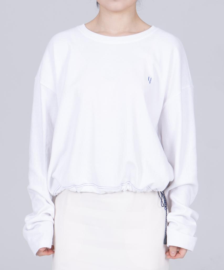 Odd Dot String Crop Long Sleeve W_Black