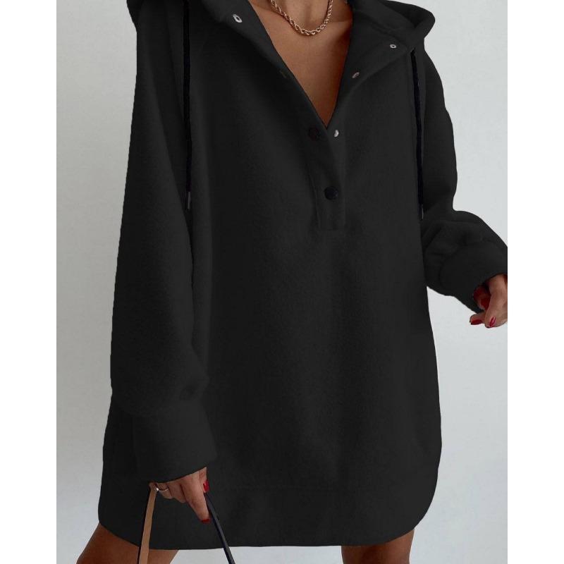 Women's Long-sleeved Loose Casual Hooded Fleece Sweatshirt Top