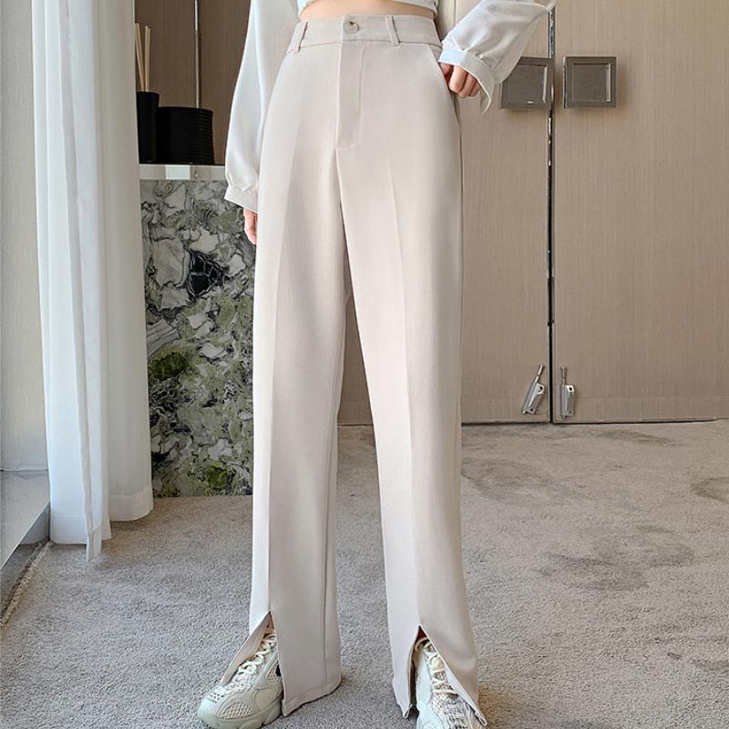 

Модные новые однотонные облегающие широкие брюки женские с высокой талией свободные повседневные брюки длиной до пола женские элегантные простые раздельные офисные женские брюки 25622 2XL белый