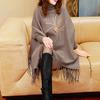 Autumn Winter Fringed Cloak Shawl Women Plus Size Knitted Coat Loose Fashion Pullover Knitted Cloak Shawl with Sleeves