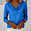 Women Tops Swing Collar Long Sleeve Loose Fit Pullover Tops Pure Color Leisure Blouse Work Party Vacation Office Casual Wear