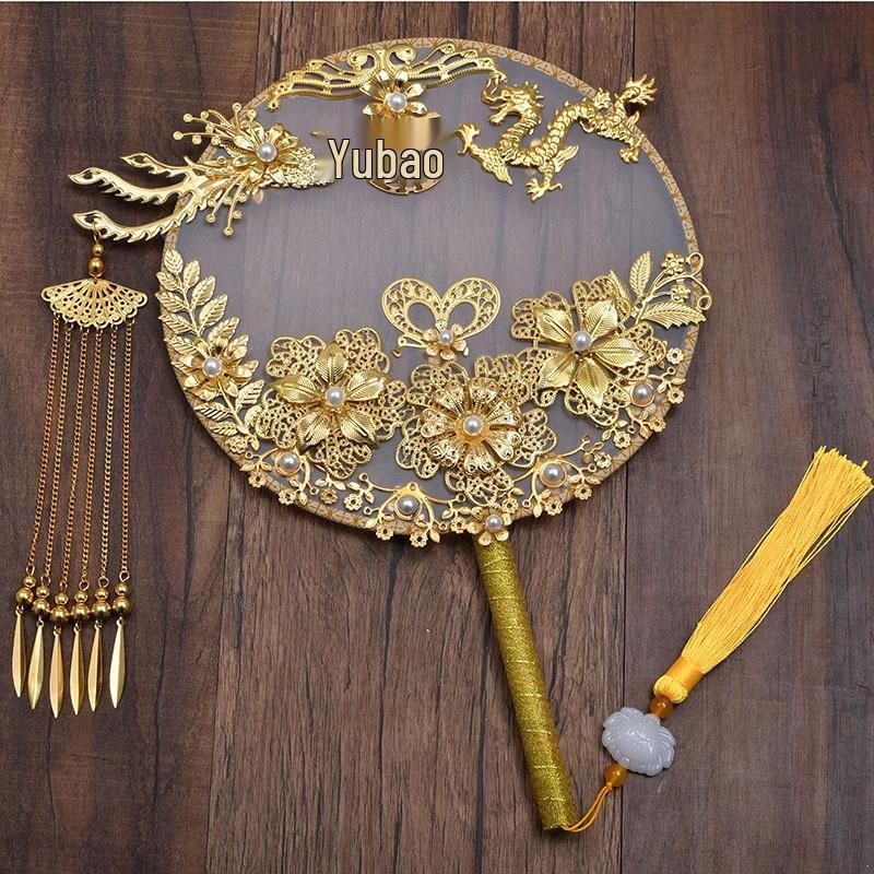 Винтажный круглый веер для невесты JINGRUIXIANG