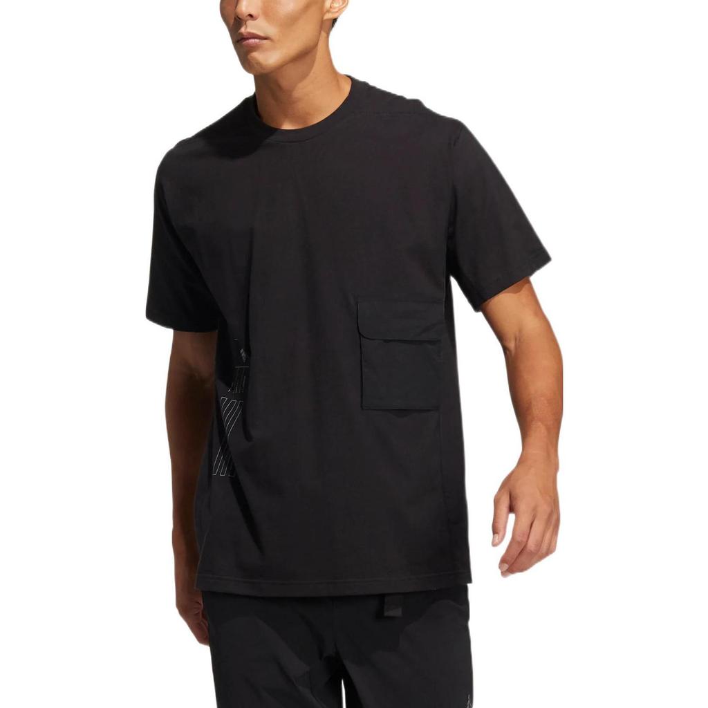 Adidas T Shirts Men's Black Crew Neck Moderate Straight Fit HE9945