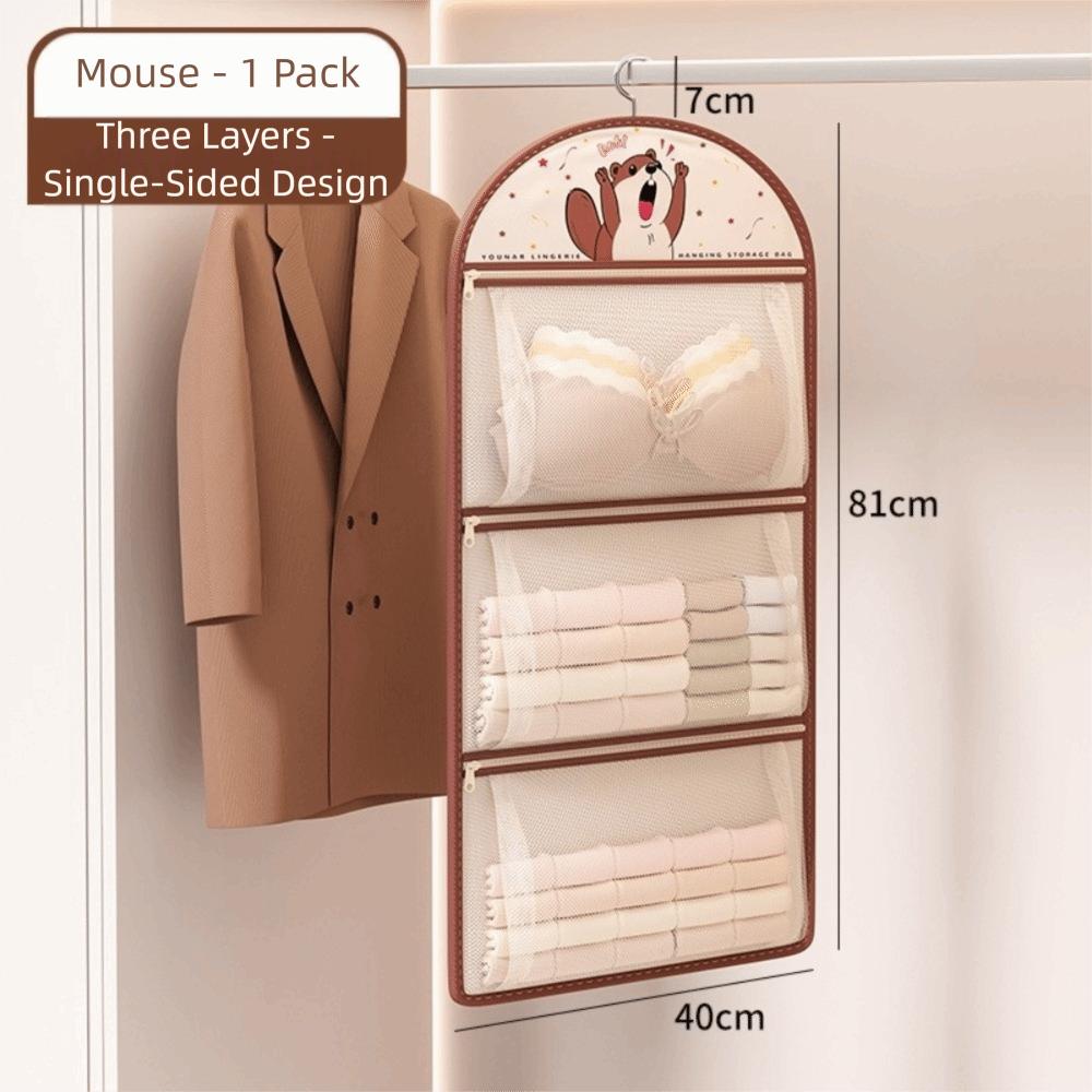 with Hanger Foldable Clothing Hanging Bag Large Capacity Net Bag Wardrobe Organizer