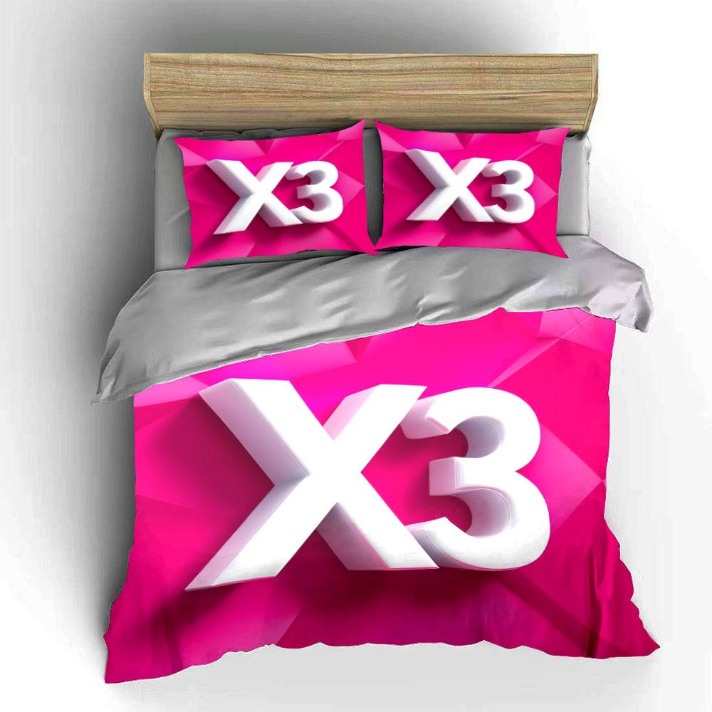 Bold "X3" text pattern. Bedding sets Duvet cover sets Duvet covers Pillowcases(1*Duvet Cover 2*Pillowcases without duvet insert)