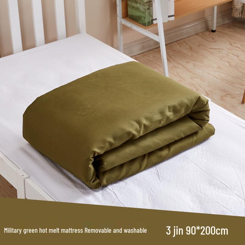 Army Green Student Dormitory Mattress with White Hot Melt Cotton for Military Training