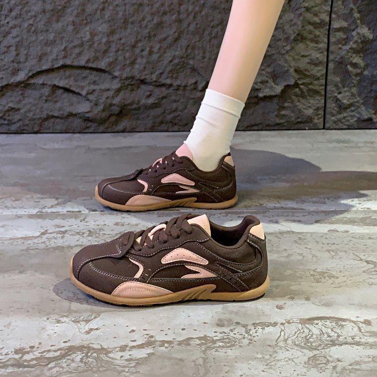 

[Youshilai] Retro color matching German training shoes women s 2025 spring new flat-bottomed versatile fashion casual sports shoes 40 коричневый