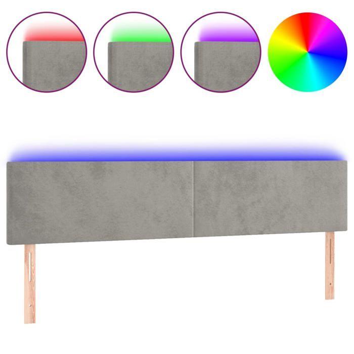 VidaXL Tête de Lit à LED Meuble de Chambre à Coucher Accessoire de Lit Double Tête de Cadre de Lit Intérieur Gris Clair 3121392